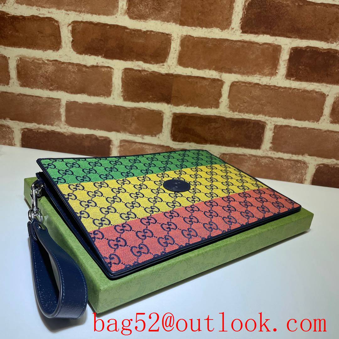 Gucci GG Men rainbow Canvas purse Clutch