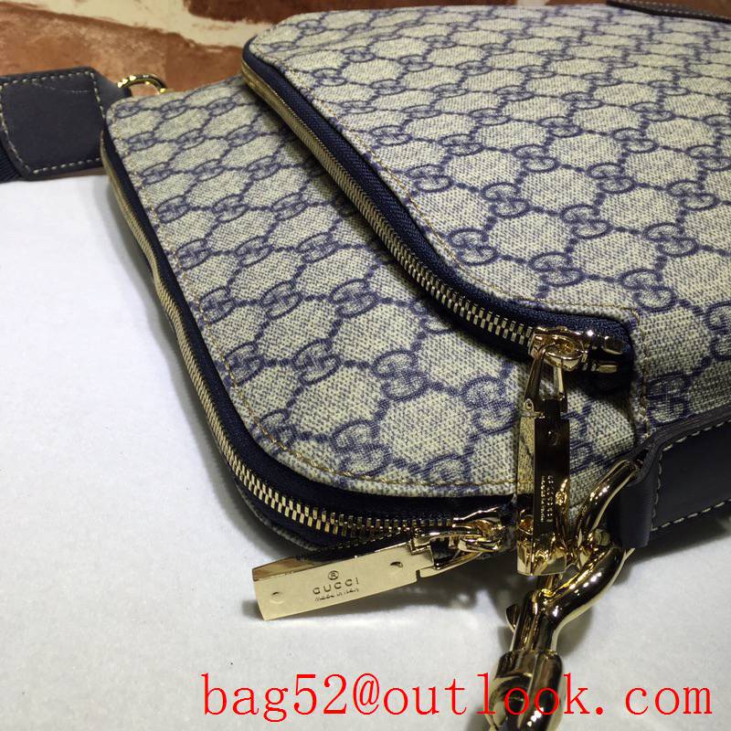 Gucci men navy GG Supreme Canvas Shoulder messenger Bag