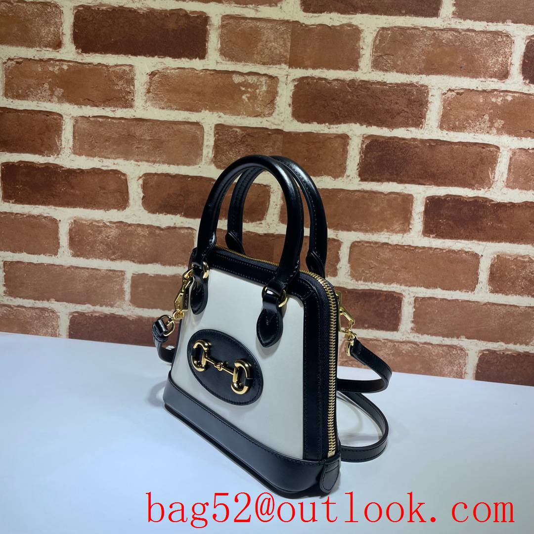 Gucci 1955 Horsebit White v Black calfskin Mini Shoulder tote Bag