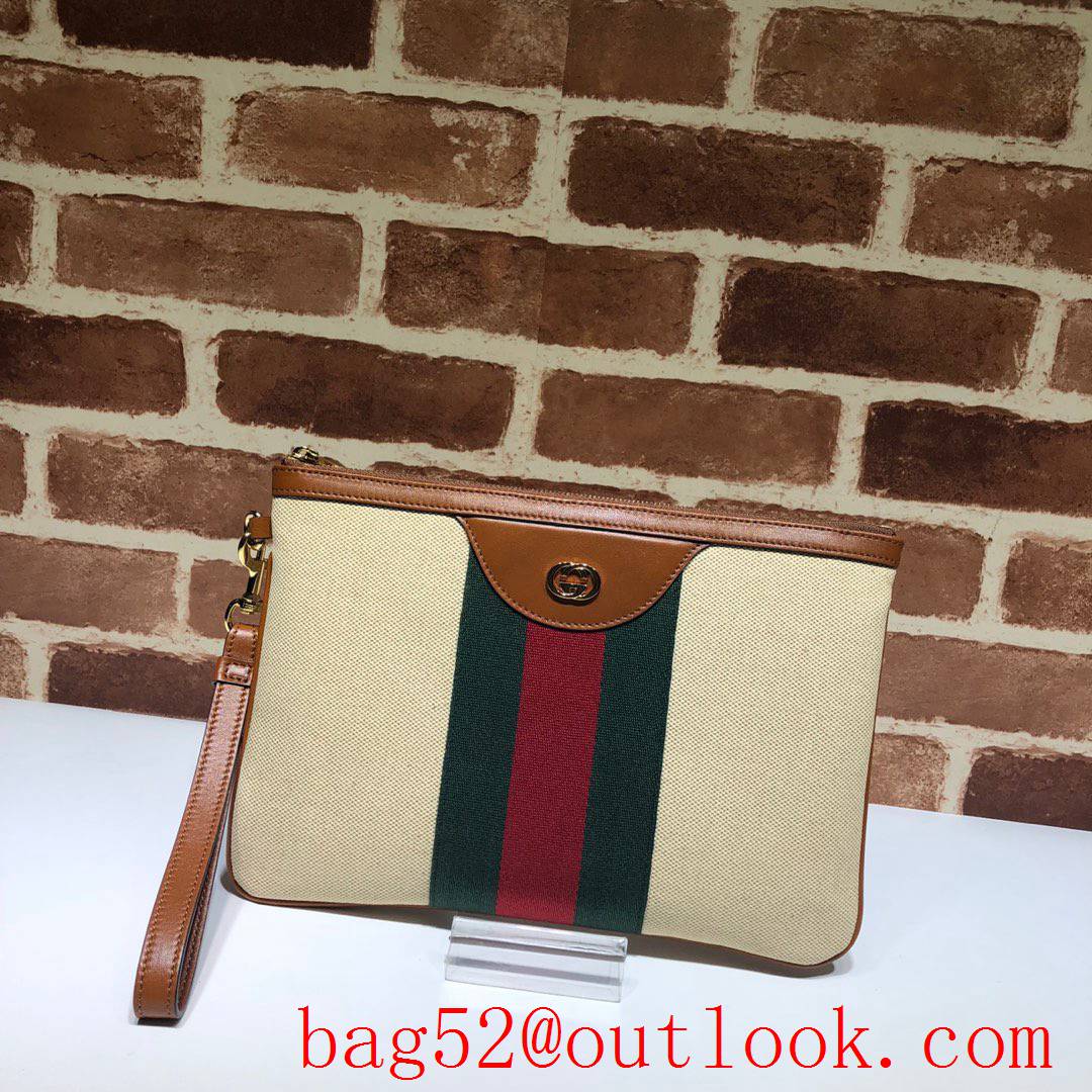 Gucci men Ophidia beige GG Canvas Clutch Bag