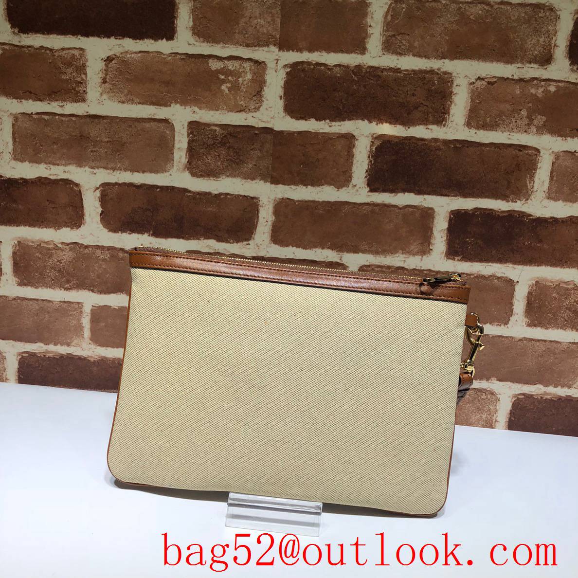 Gucci men Ophidia beige GG Canvas Clutch Bag