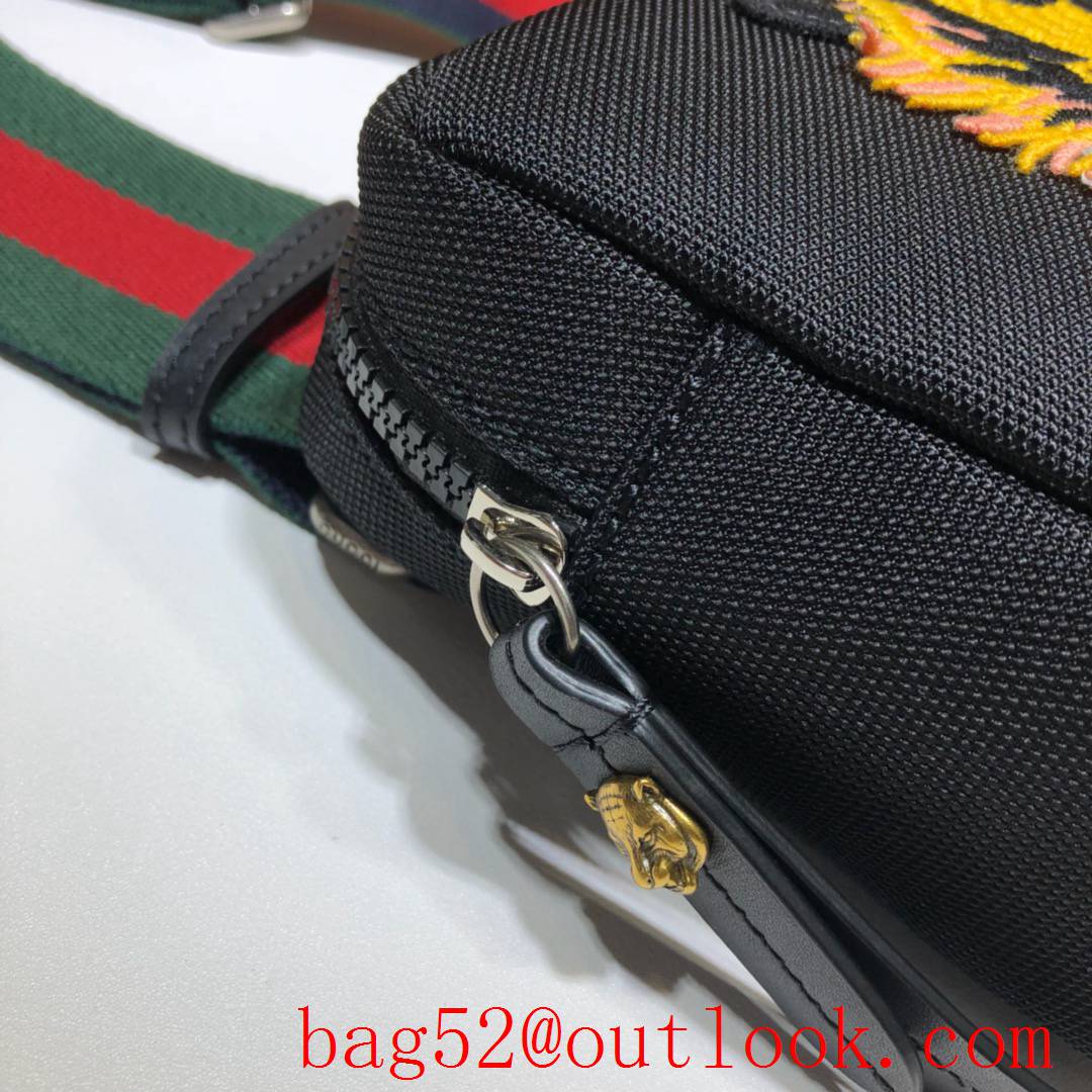 Gucci Men small Canvas v Tiger Head black Belt Bag