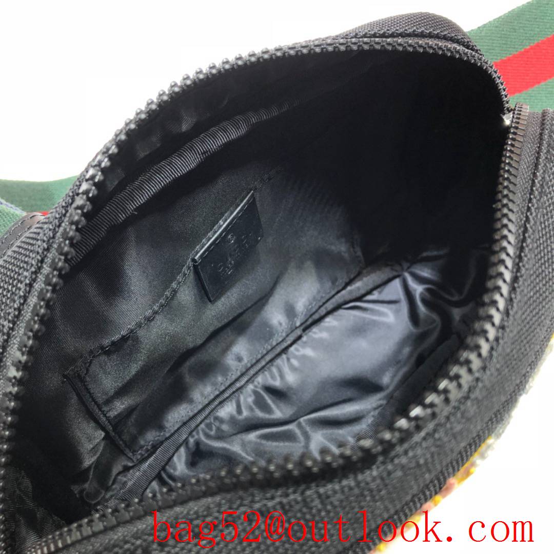 Gucci Men small Canvas v Tiger Head black Belt Bag