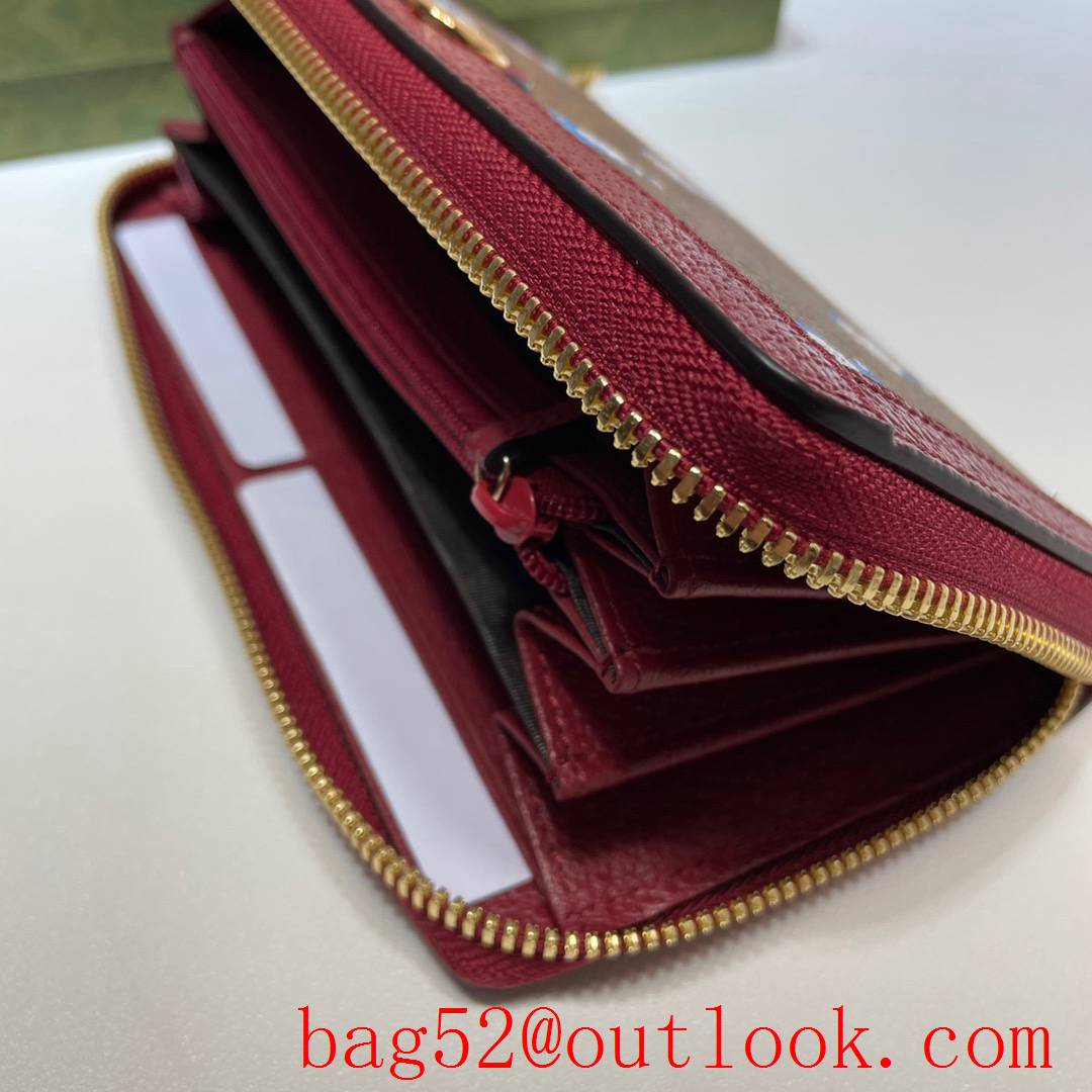 Gucci Doraemon wine Zipper Purse Card Holder Wallet