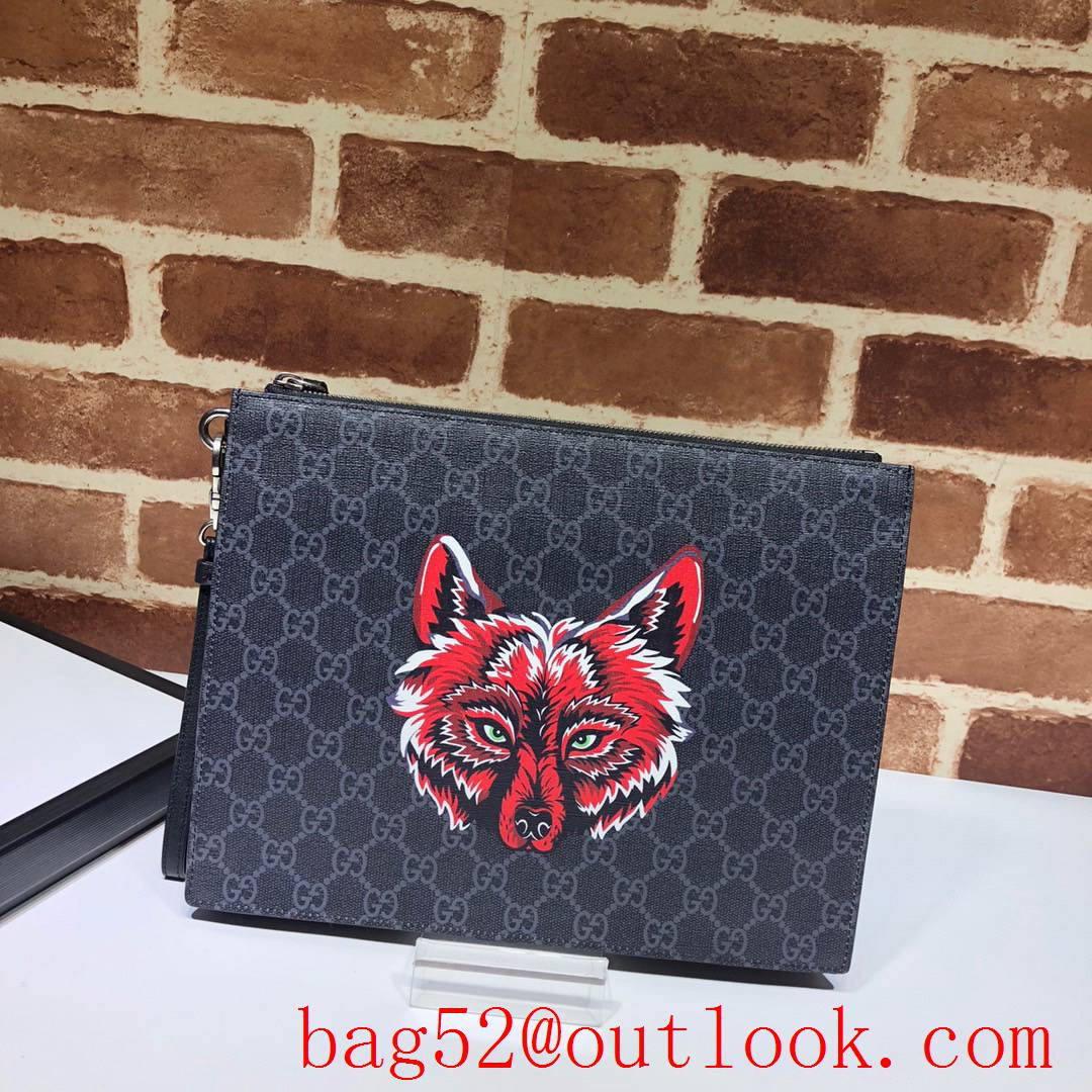 Gucci Men PVC Clutch Purse v Wolf Bag