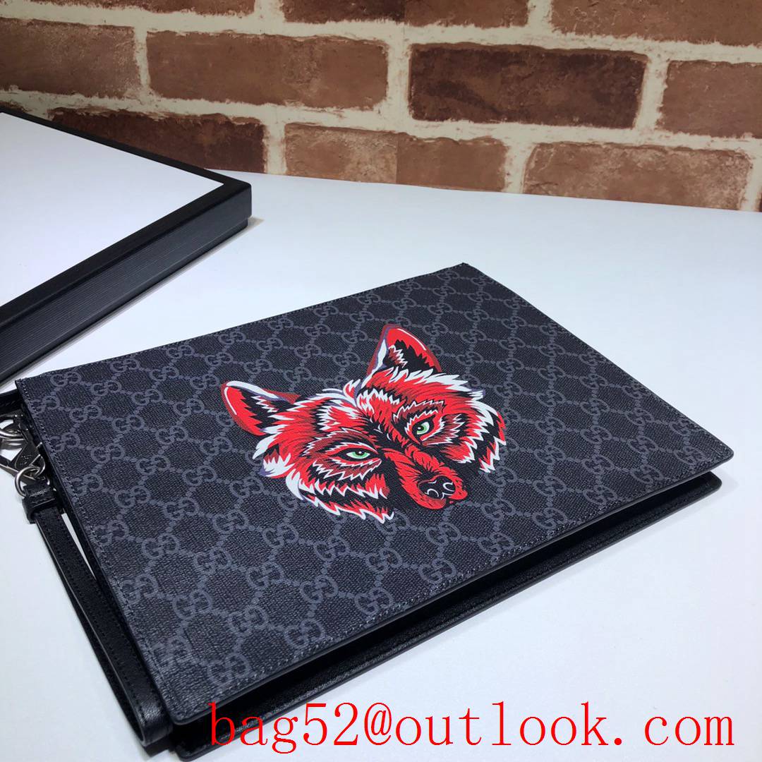 Gucci Men PVC Clutch Purse v Wolf Bag