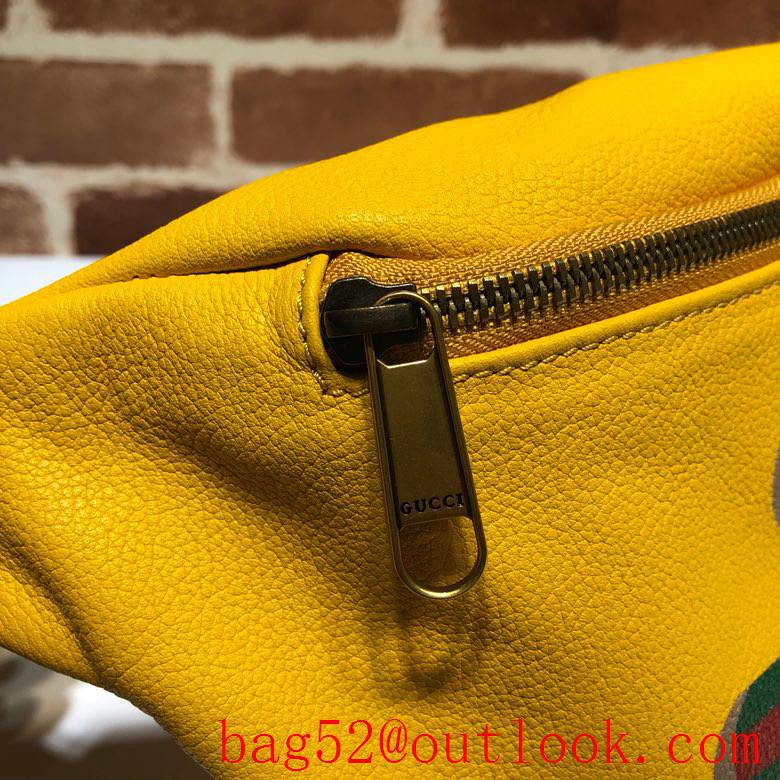 Gucci men yellow real leather GG Logo Belt Purse Bag