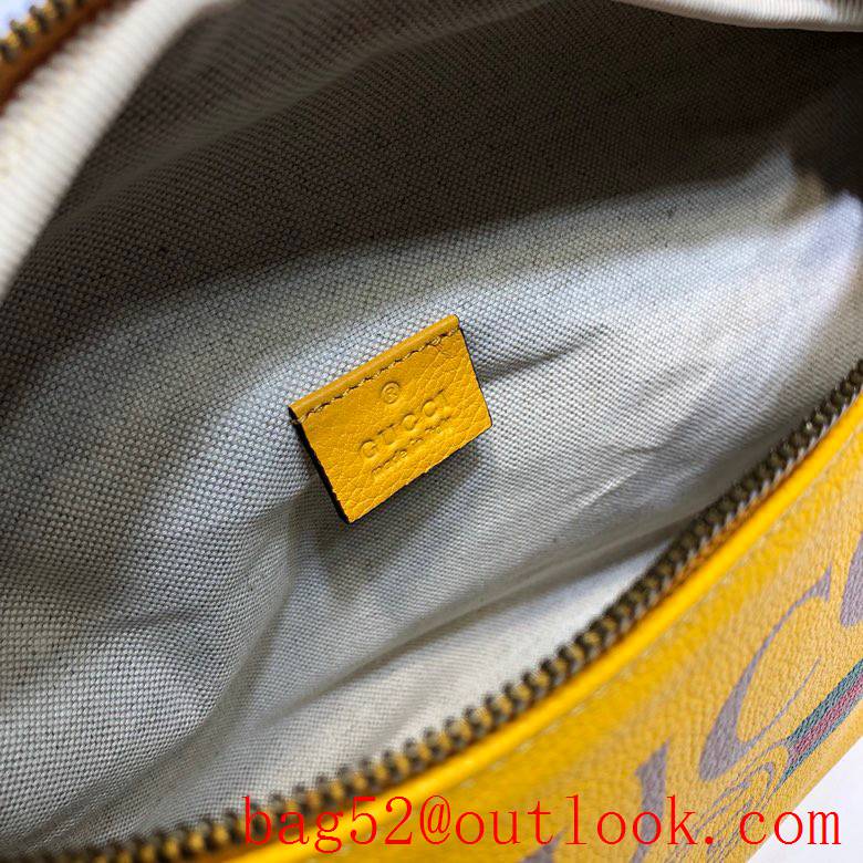 Gucci men yellow real leather GG Logo Belt Purse Bag