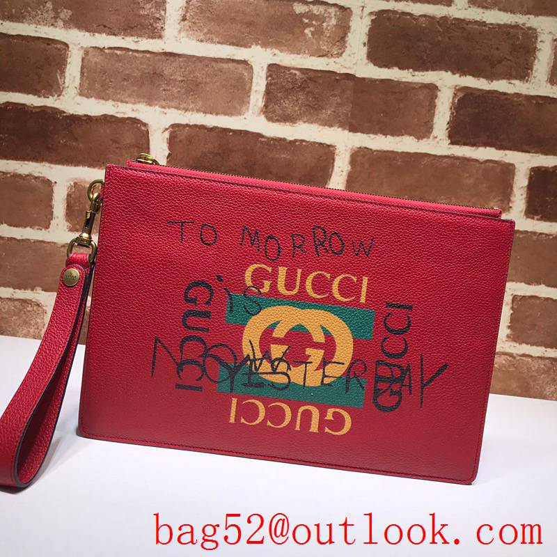 Gucci red real leather Coco Captain Purse Clutch Bag