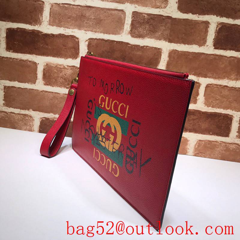 Gucci red real leather Coco Captain Purse Clutch Bag