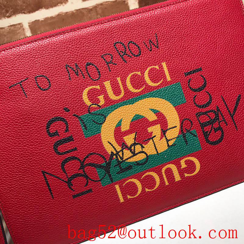 Gucci red real leather Coco Captain Purse Clutch Bag