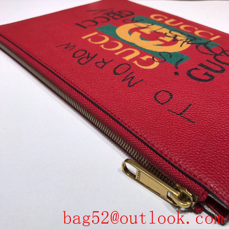 Gucci red real leather Coco Captain Purse Clutch Bag