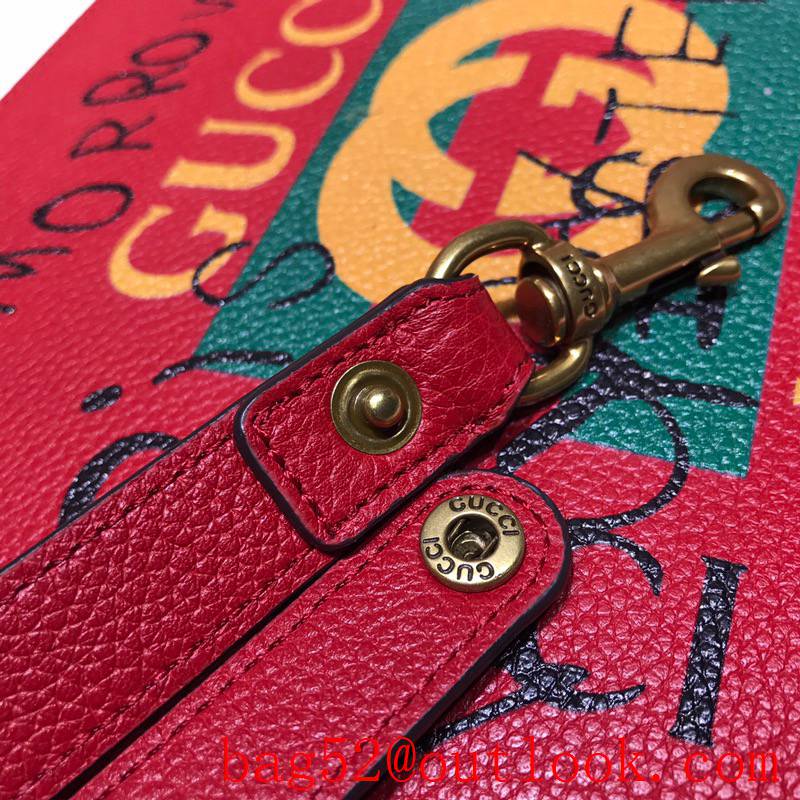 Gucci red real leather Coco Captain Purse Clutch Bag