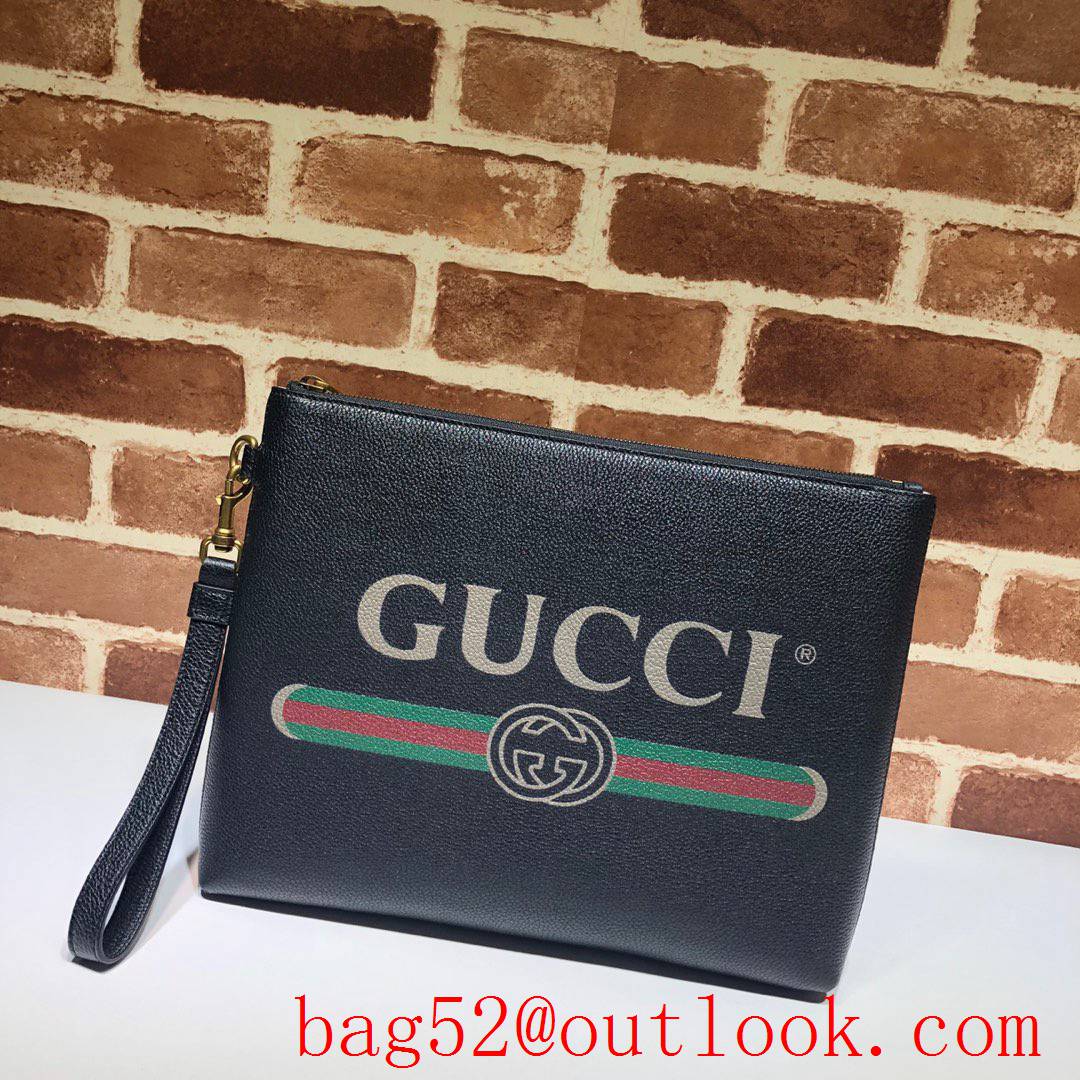 Gucci real leather black zipper Coco Captain Purse Clutch Bag
