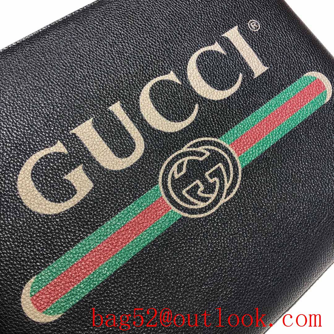 Gucci real leather black zipper Coco Captain Purse Clutch Bag