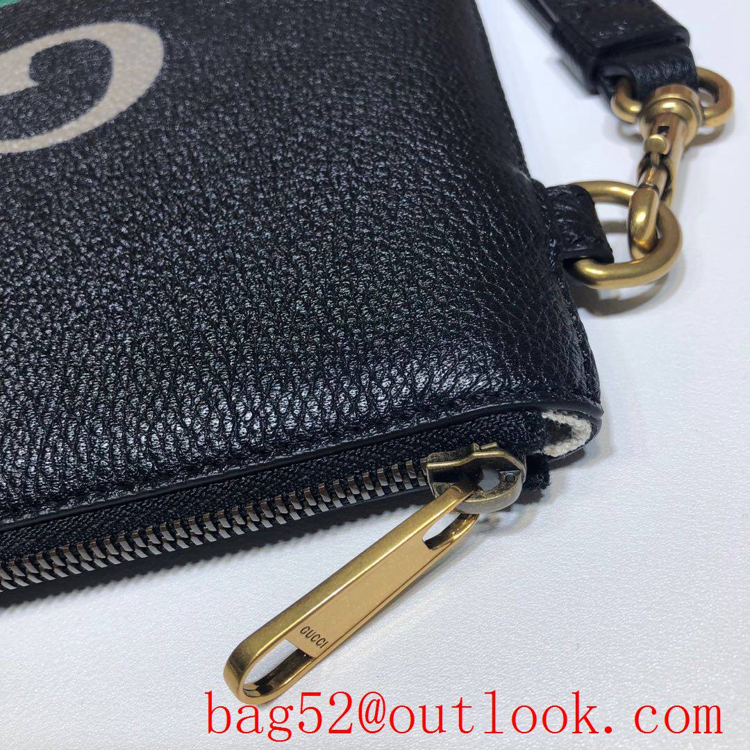 Gucci real leather black zipper Coco Captain Purse Clutch Bag