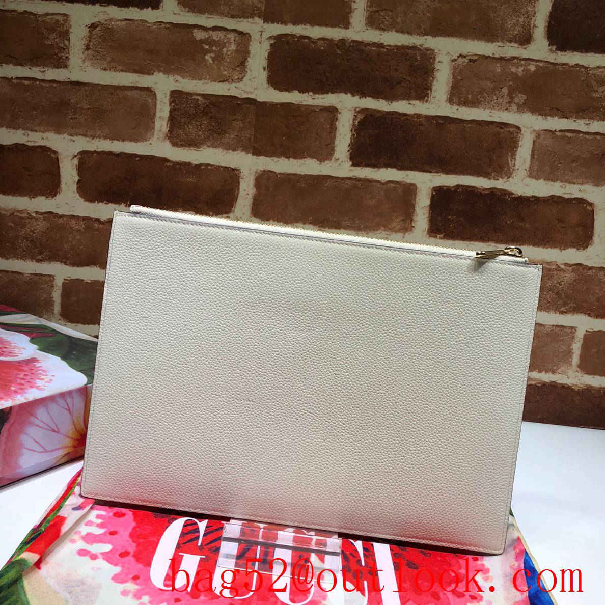 Gucci Zumi cream calfskin Clutch Bag purse