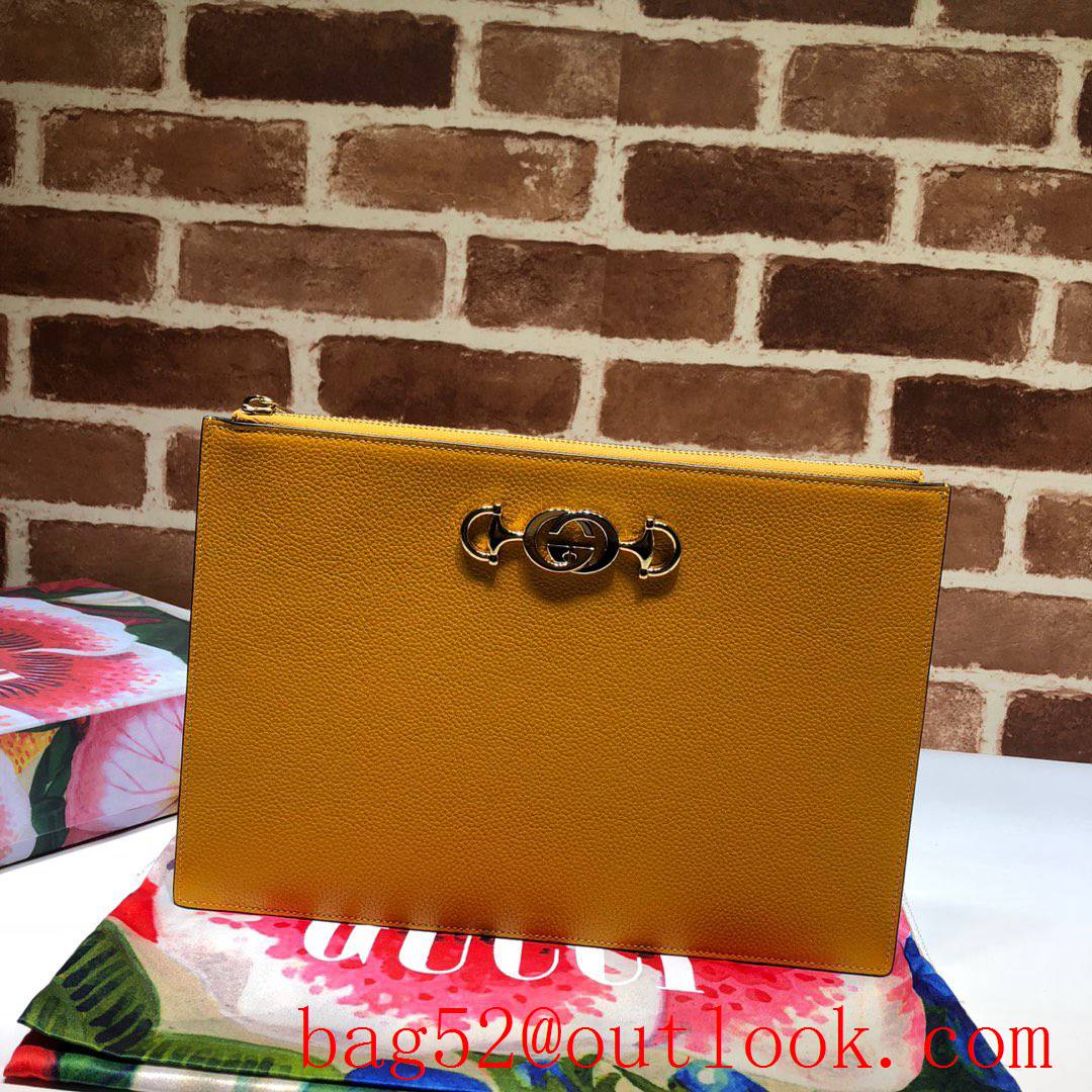 Gucci Zumi yellow calfskin Clutch Bag purse