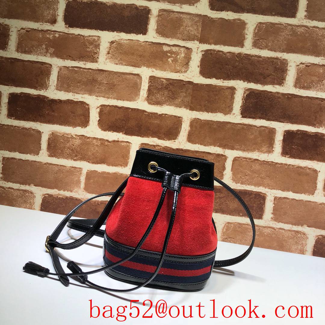Gucci Ophidia Mini red calfskin v Suede leather Bucket Bag