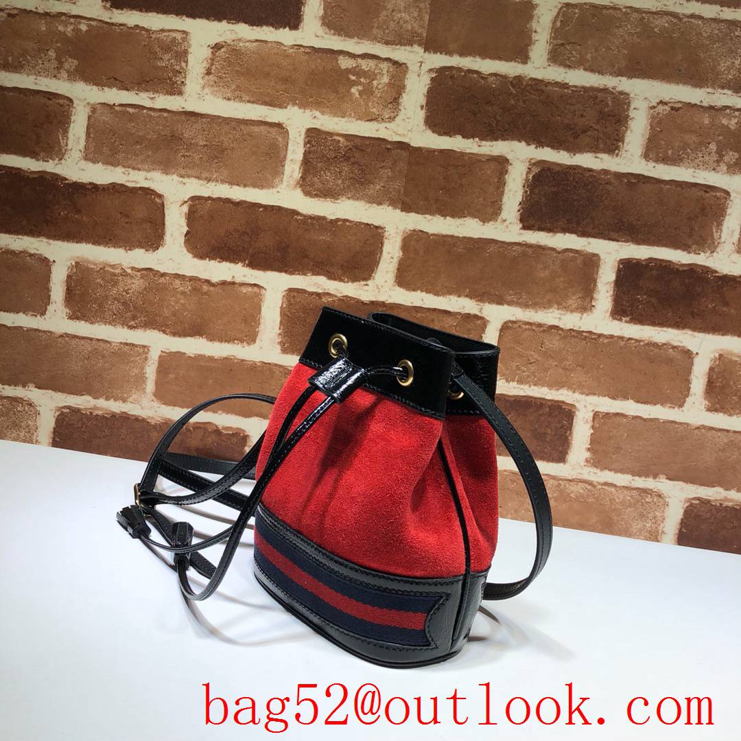 Gucci Ophidia Mini red calfskin v Suede leather Bucket Bag