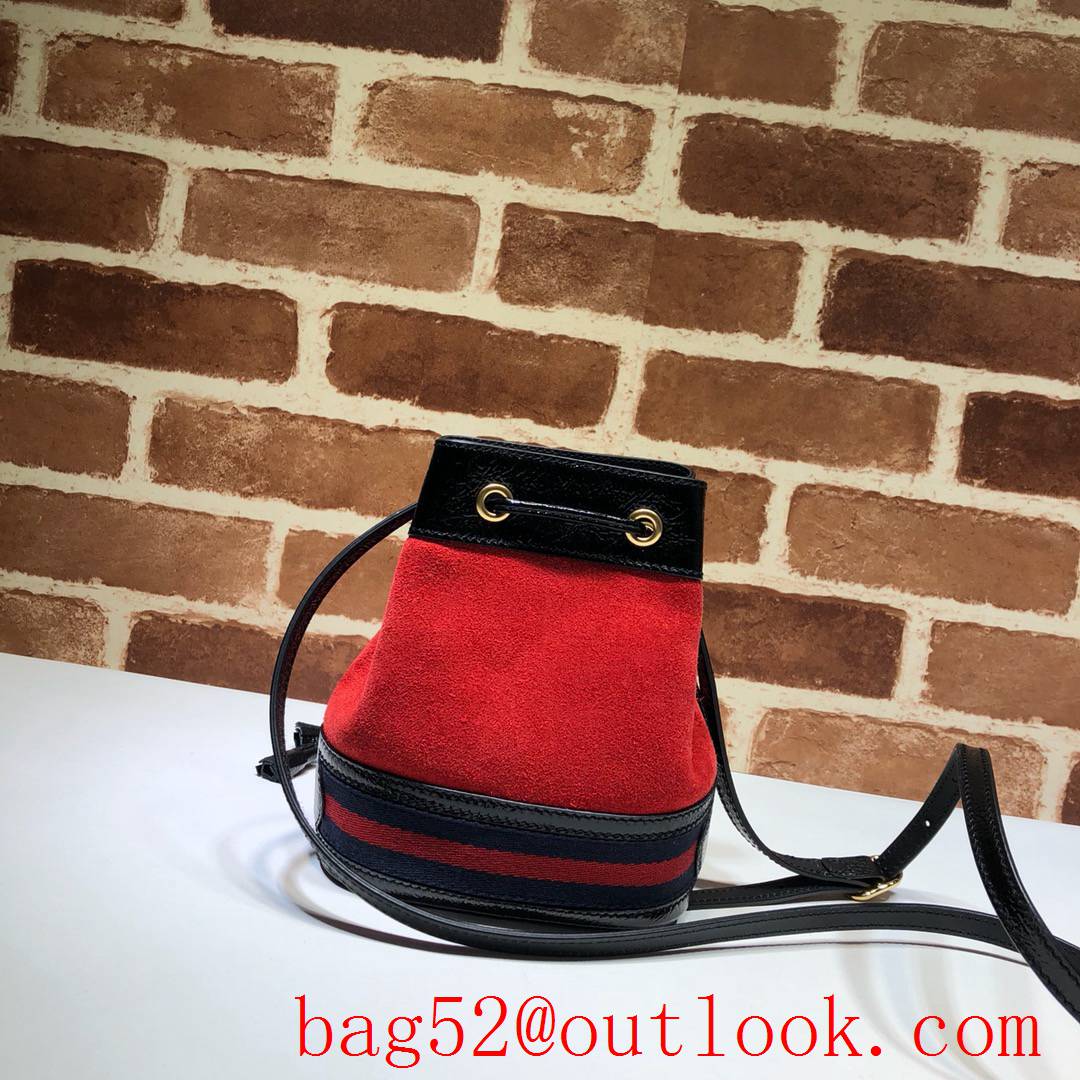 Gucci Ophidia Mini red calfskin v Suede leather Bucket Bag