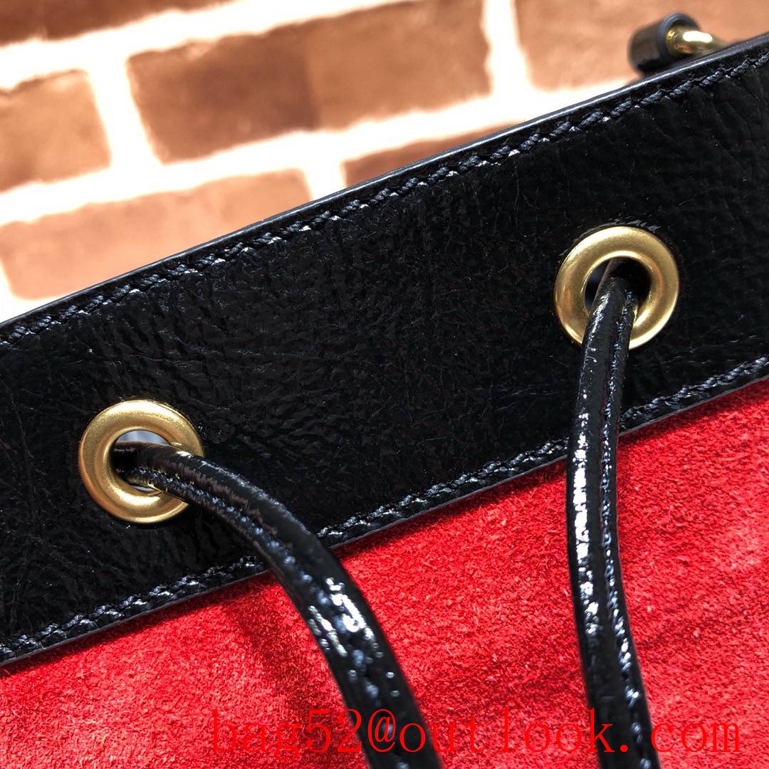 Gucci Ophidia Mini red calfskin v Suede leather Bucket Bag