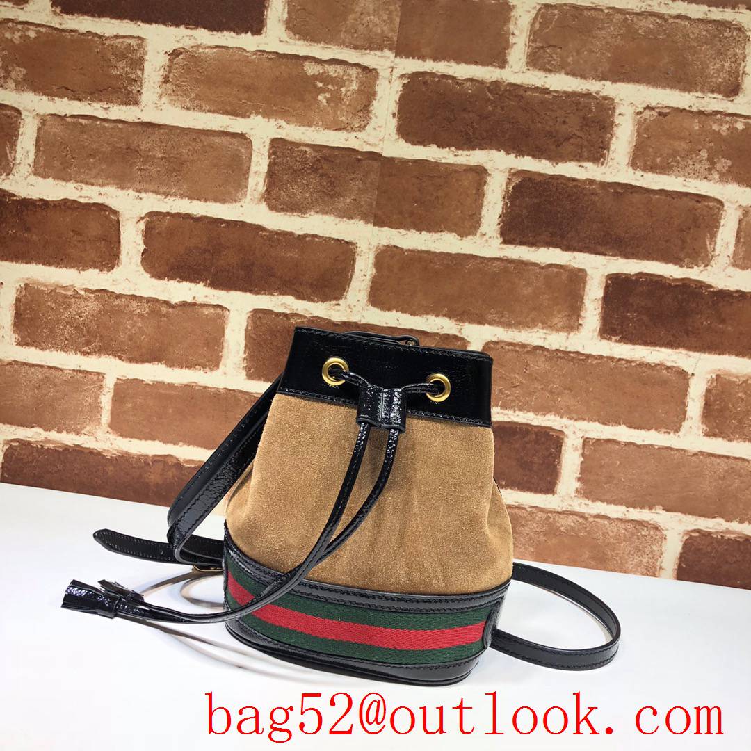Gucci Ophidia Mini brown calfskin v Suede leather Bucket Bag