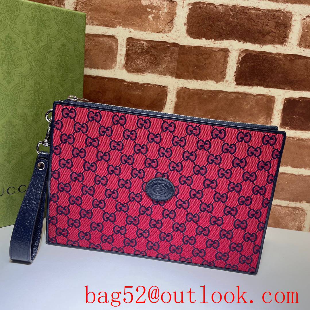 Gucci GG Supreme red large Canvas Clutch Bag Purse