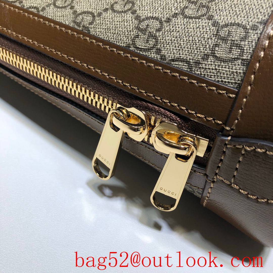 Gucci 1955 Horsebit 30cm brown calfskin with Canvas Shoulder tote Bag