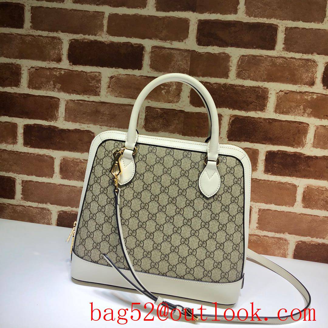 Gucci 1955 Horsebit 30cm cream calfskin with Canvas Shoulder tote Bag