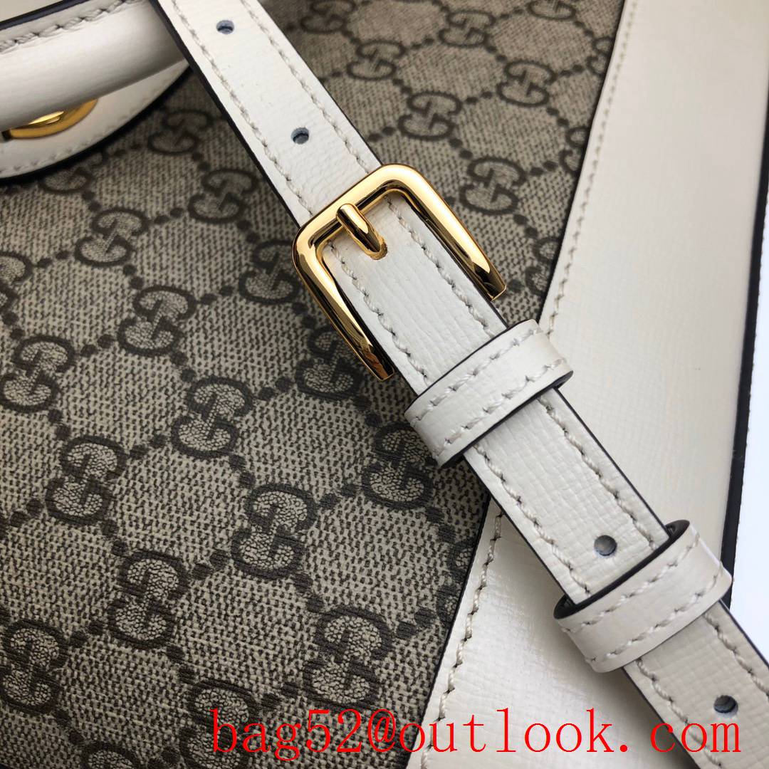 Gucci 1955 Horsebit 30cm cream calfskin with Canvas Shoulder tote Bag