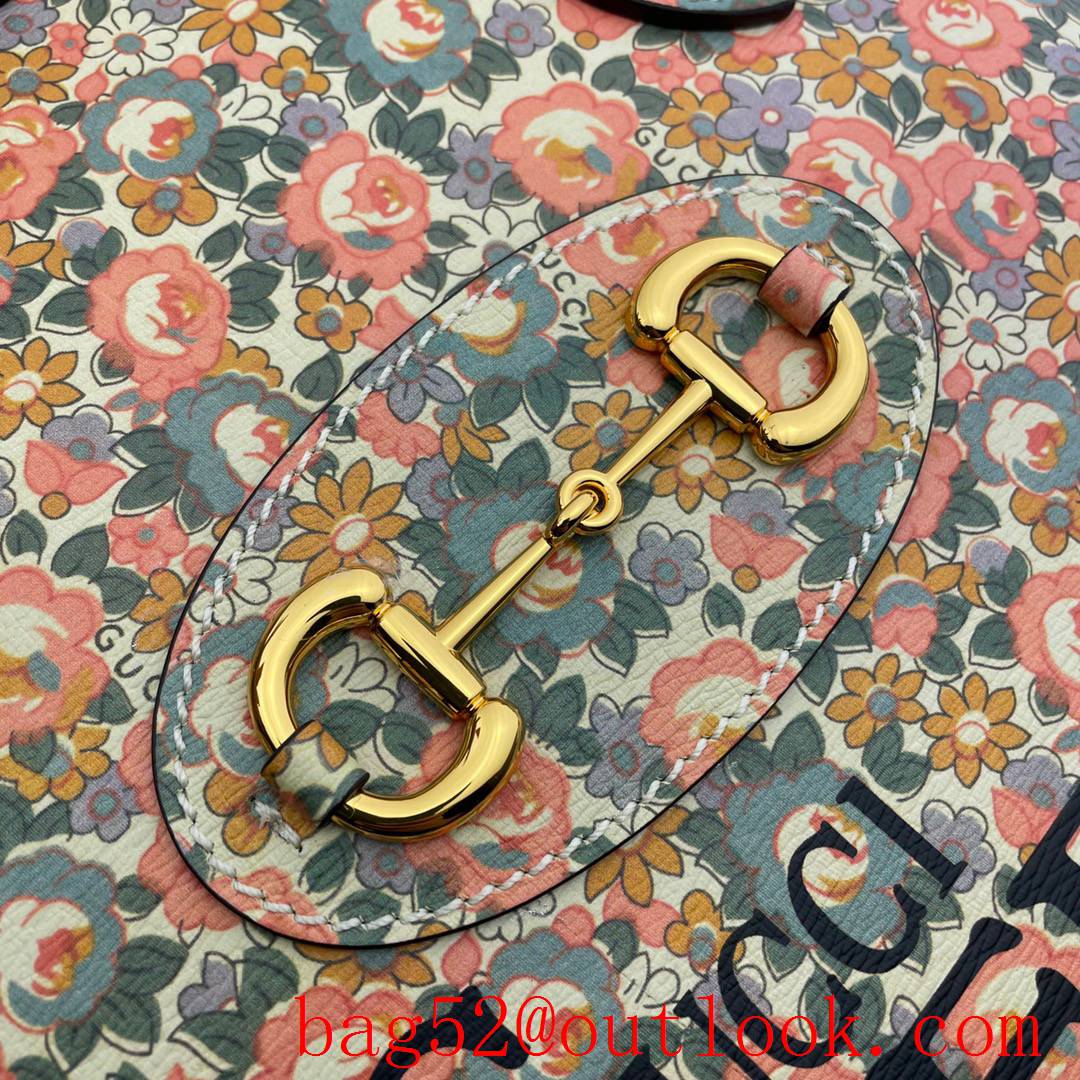 Gucci 1955 Horsebit leather 30cm Flowers Shoulder tote Bag