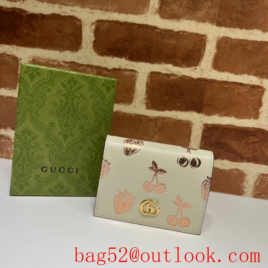 Gucci GG small cream calfskin Fruits Purse Card Holder Wallet