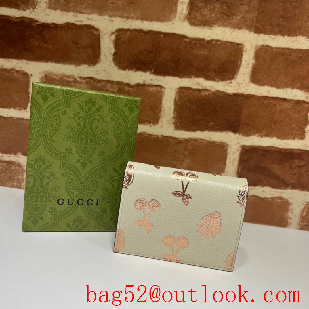 Gucci GG small cream calfskin Fruits Purse Card Holder Wallet