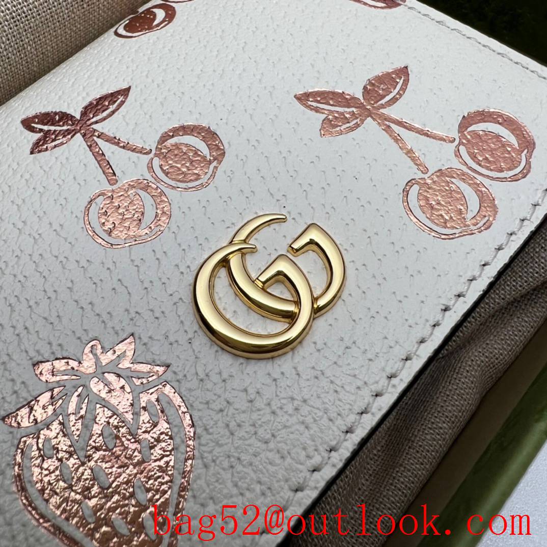 Gucci GG small cream calfskin Fruits Purse Card Holder Wallet