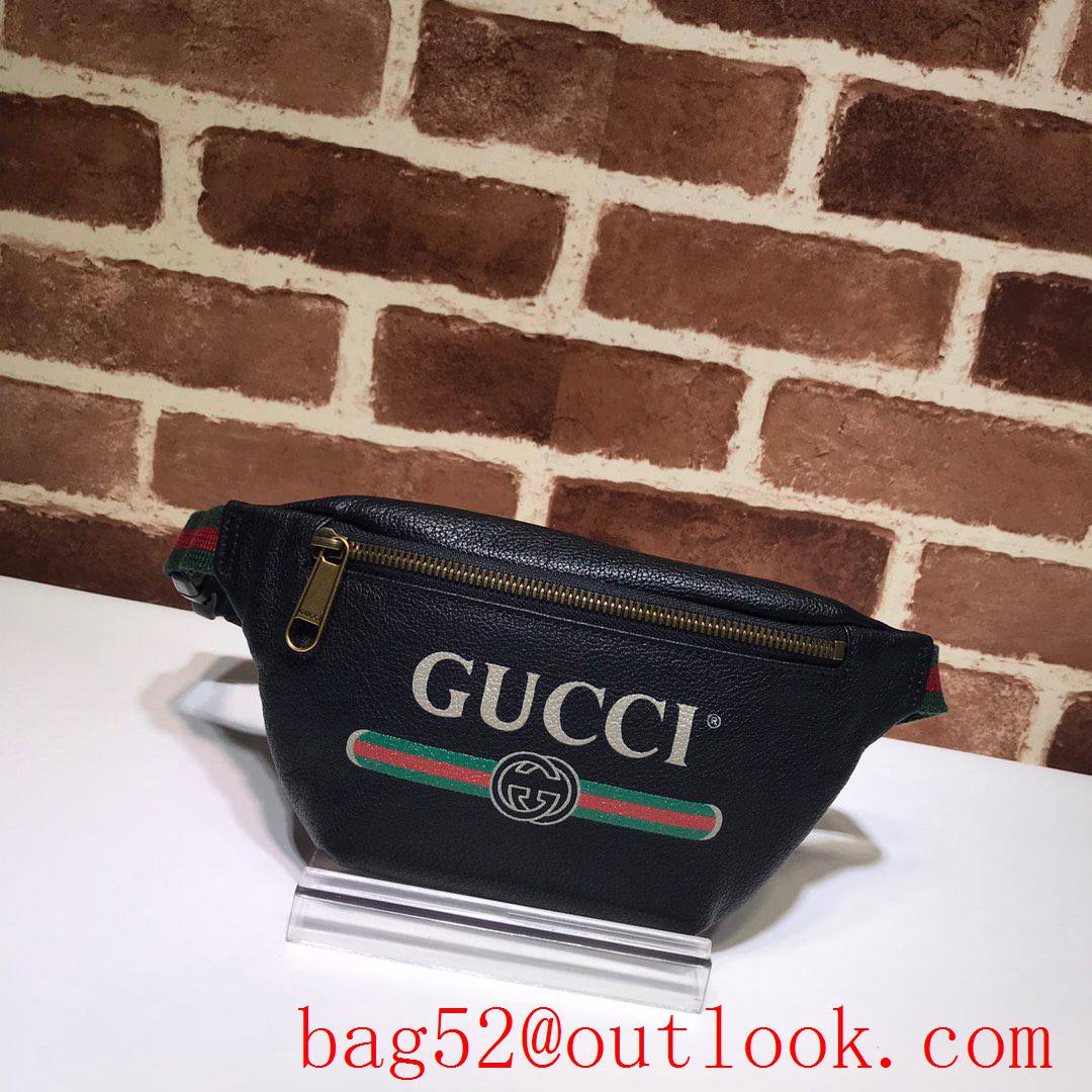Gucci men black Calfskin small GG Logo Belt Bag Purse