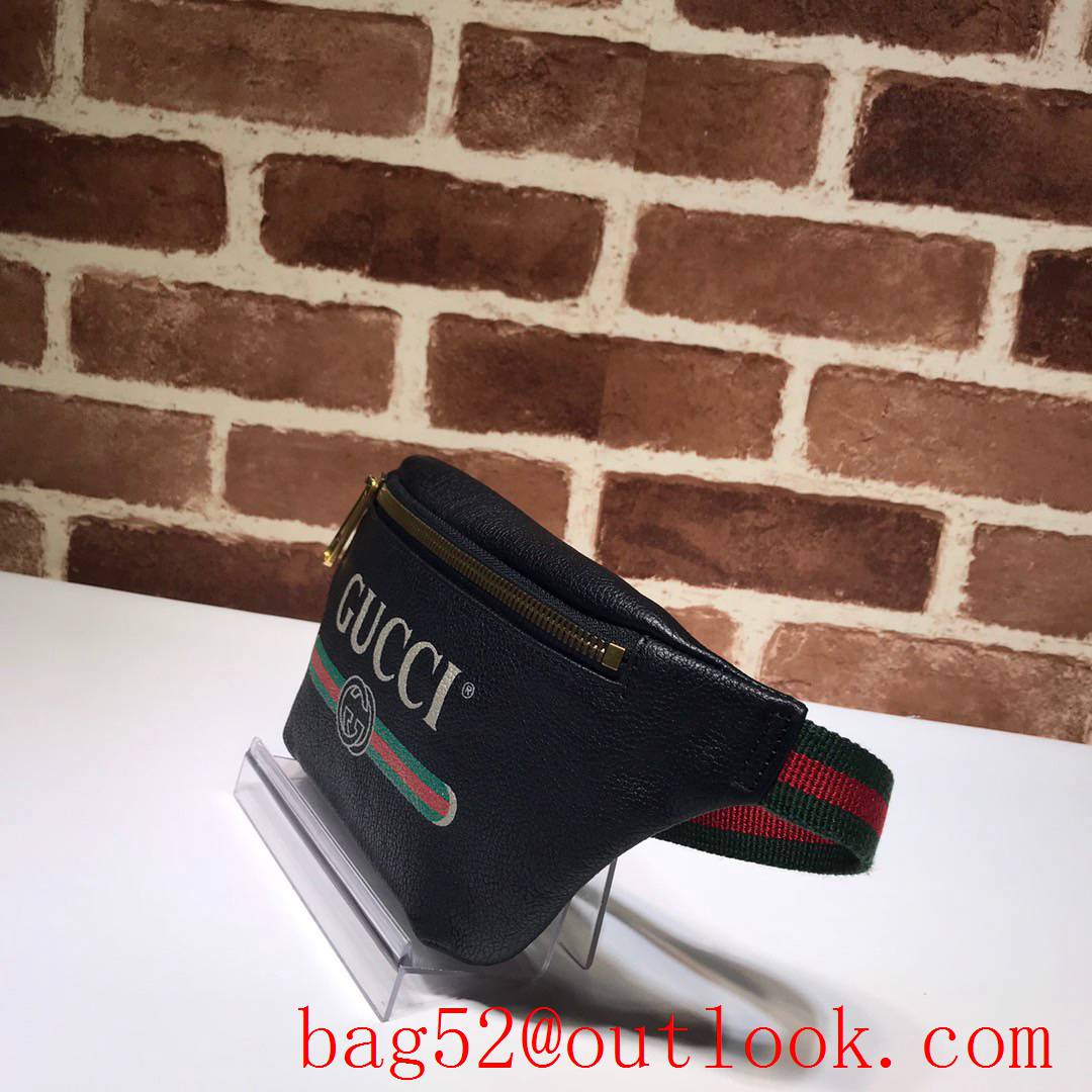 Gucci men black Calfskin small GG Logo Belt Bag Purse