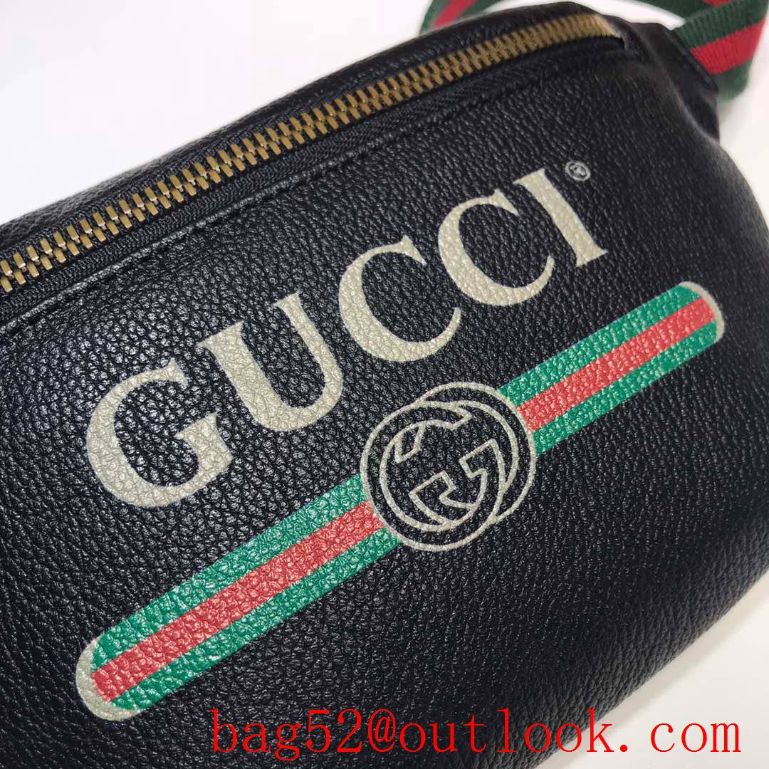 Gucci men black Calfskin small GG Logo Belt Bag Purse