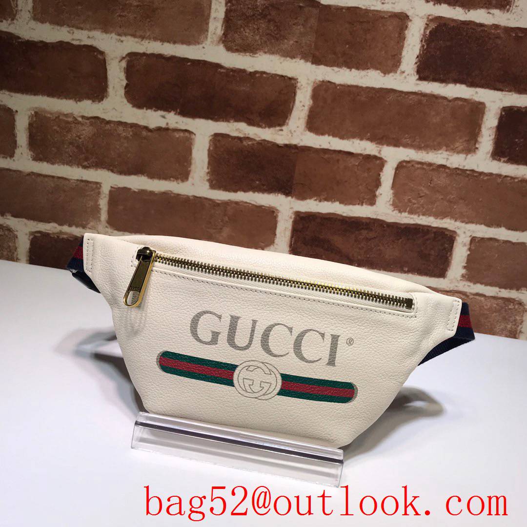 Gucci men cream Calfskin small GG Logo Belt Bag Purse