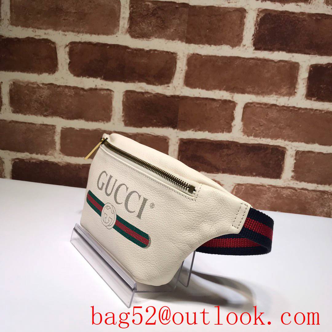 Gucci men cream Calfskin small GG Logo Belt Bag Purse