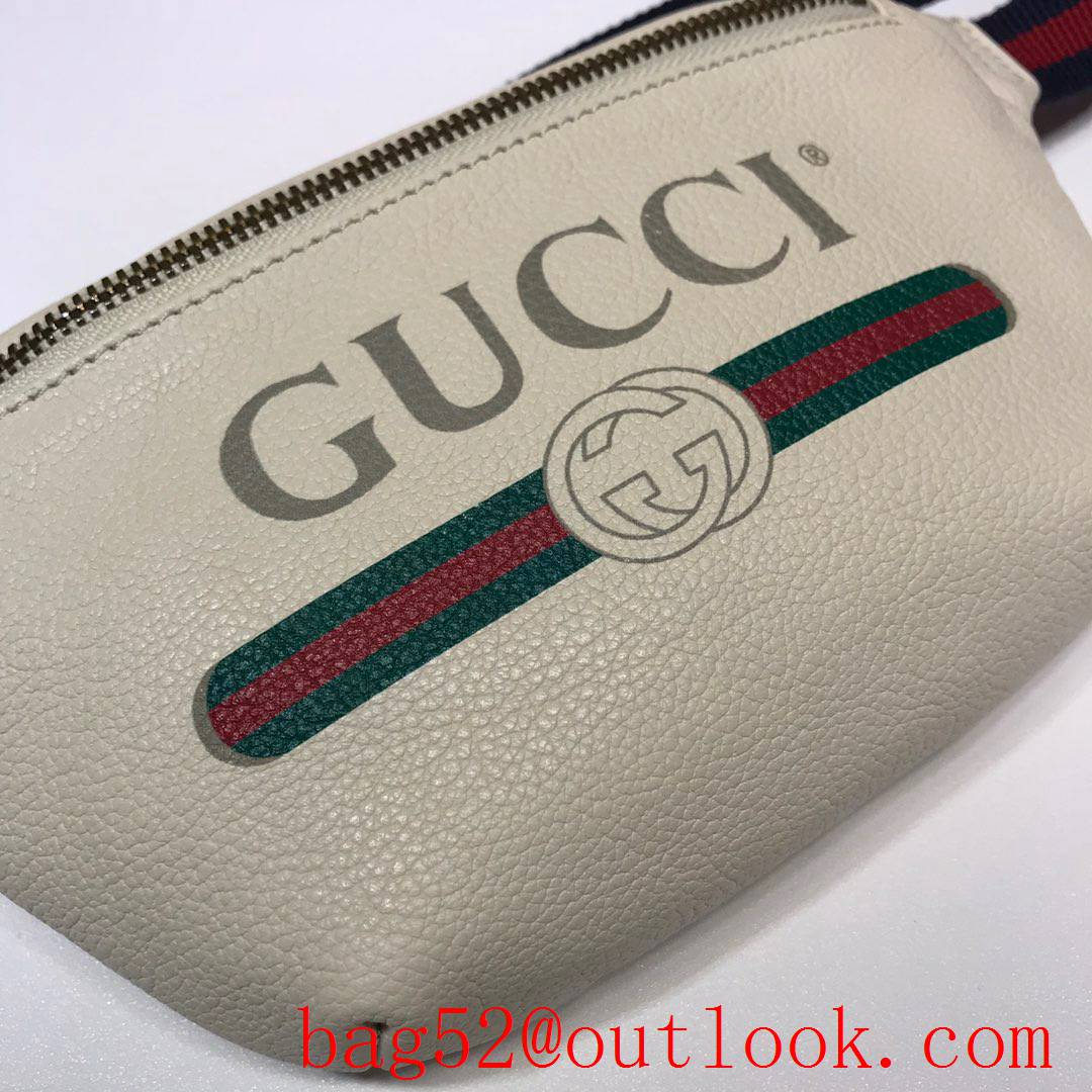 Gucci men cream Calfskin small GG Logo Belt Bag Purse