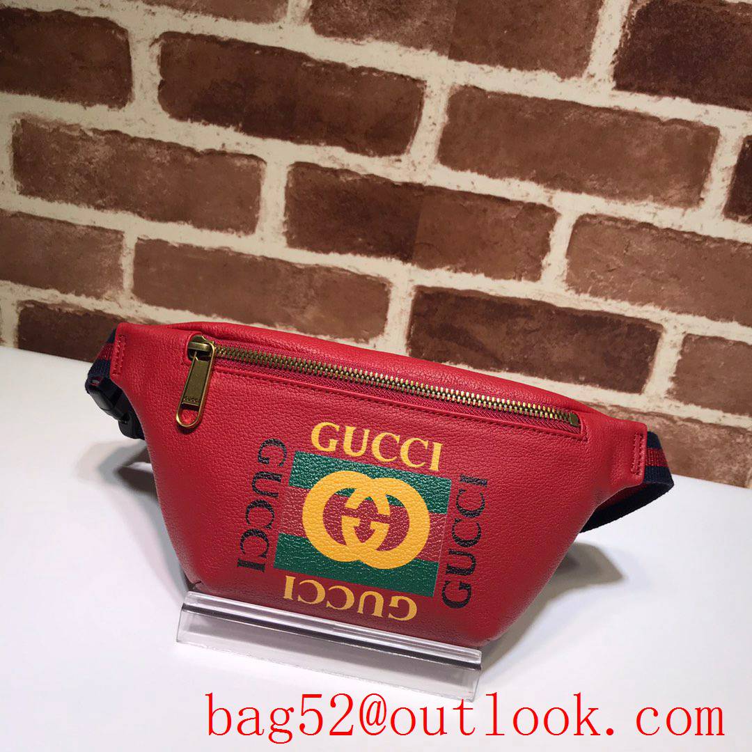 Gucci men red Calfskin small GG Logo Belt Bag Purse