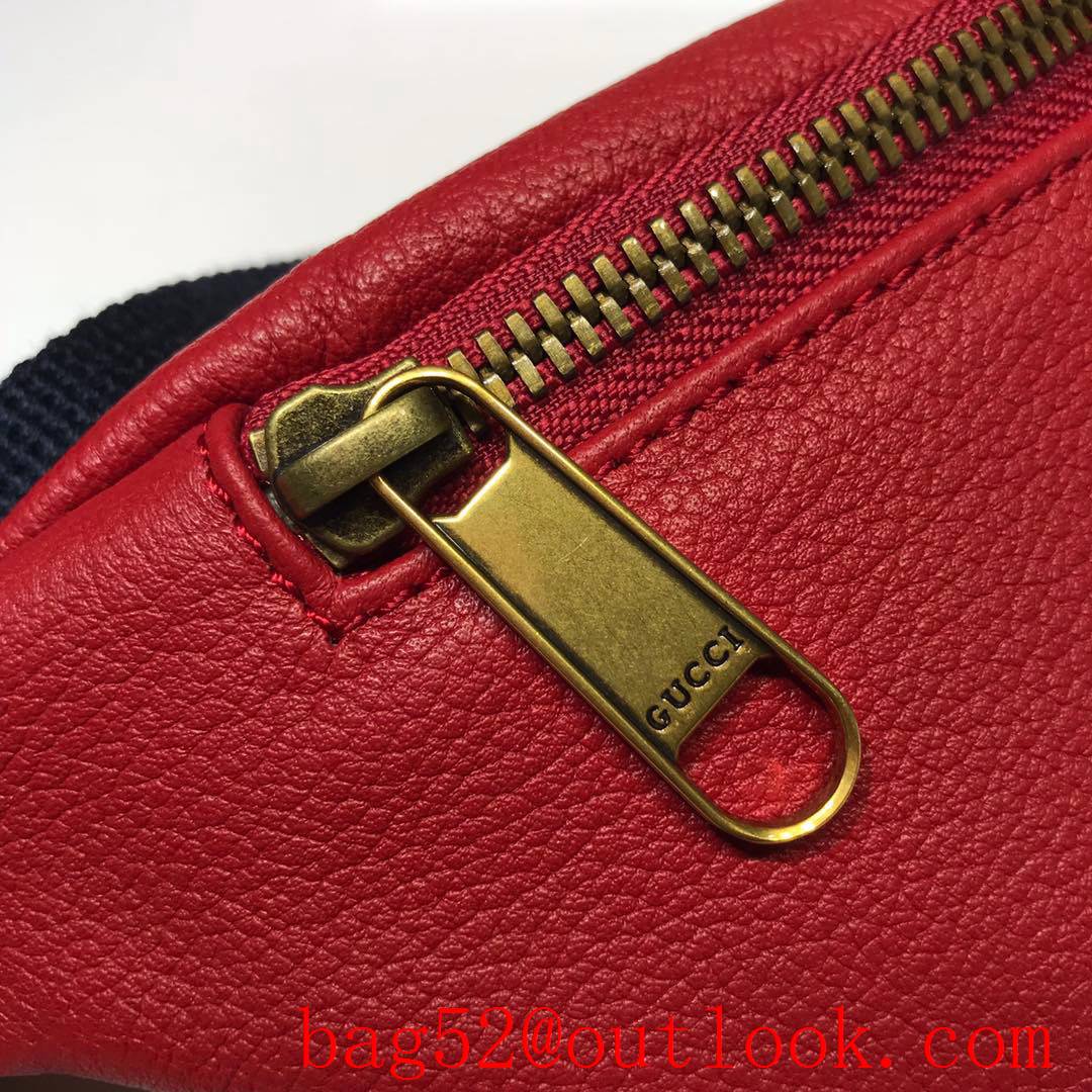 Gucci men red Calfskin small GG Logo Belt Bag Purse