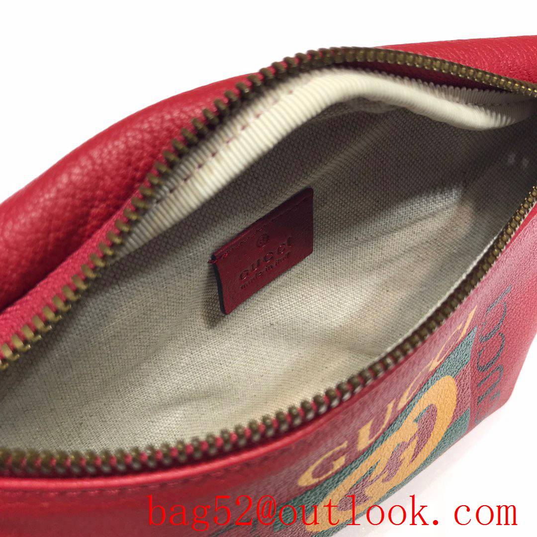 Gucci men red Calfskin small GG Logo Belt Bag Purse