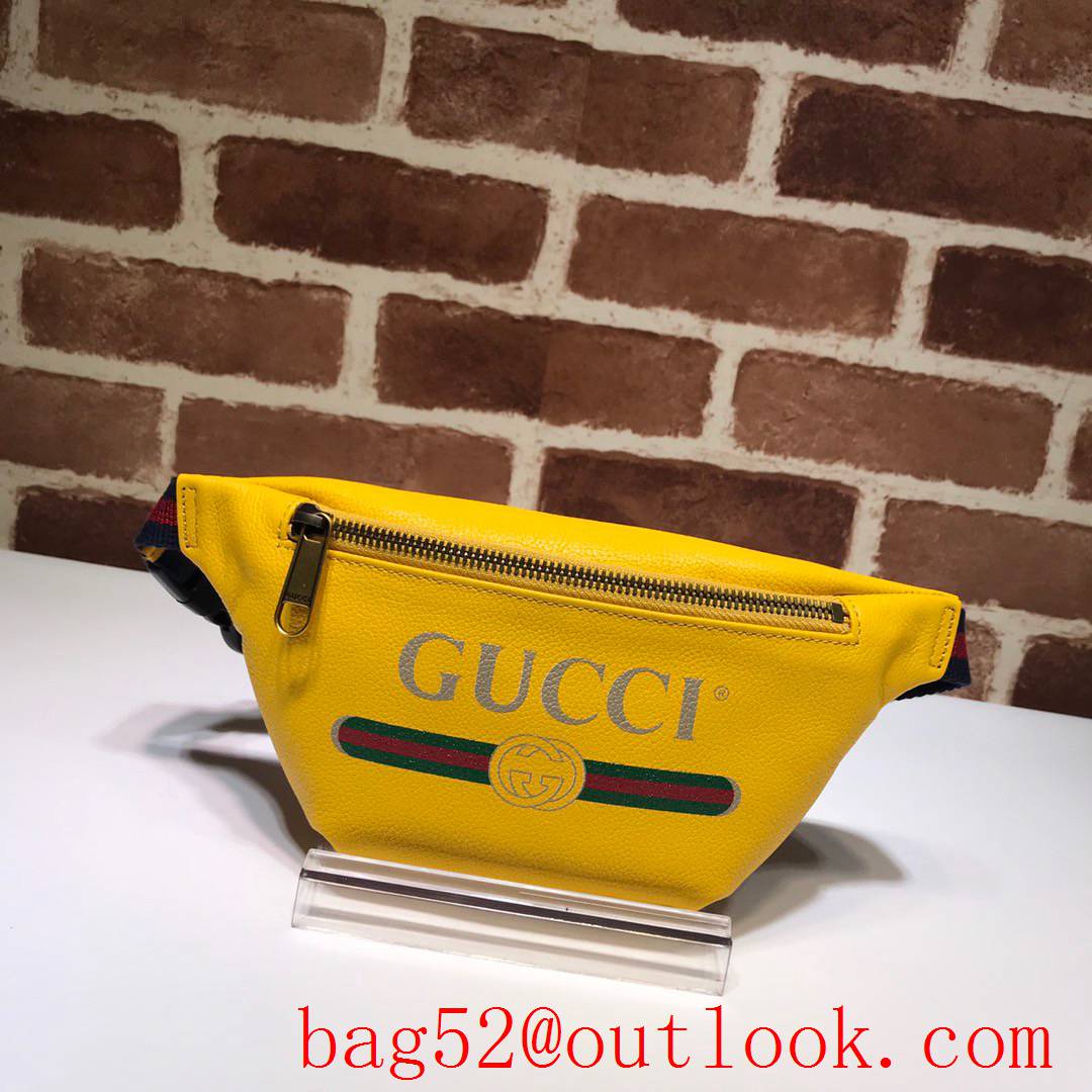Gucci men yellow Calfskin small GG Logo Belt Bag Purse