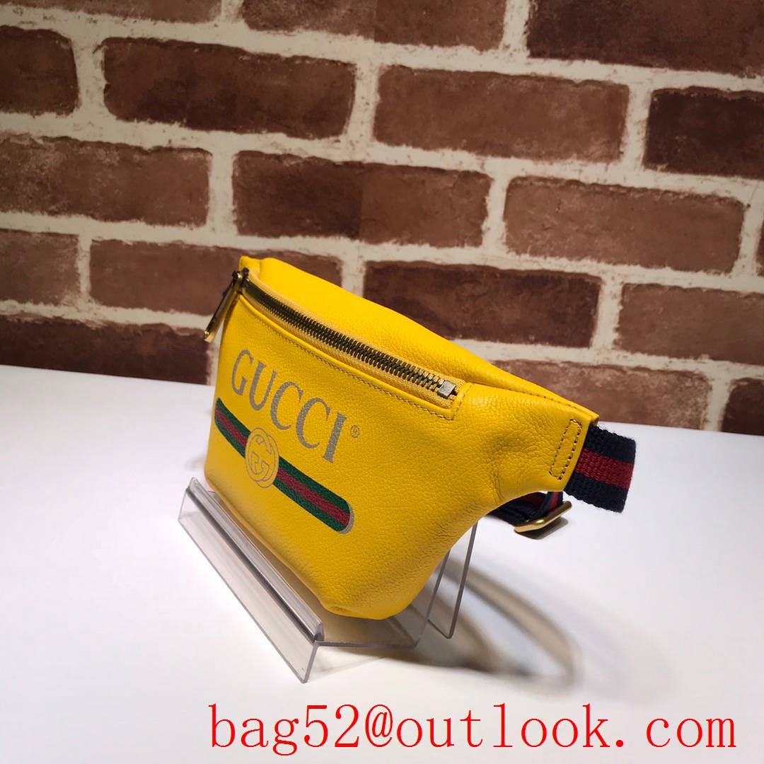 Gucci men yellow Calfskin small GG Logo Belt Bag Purse