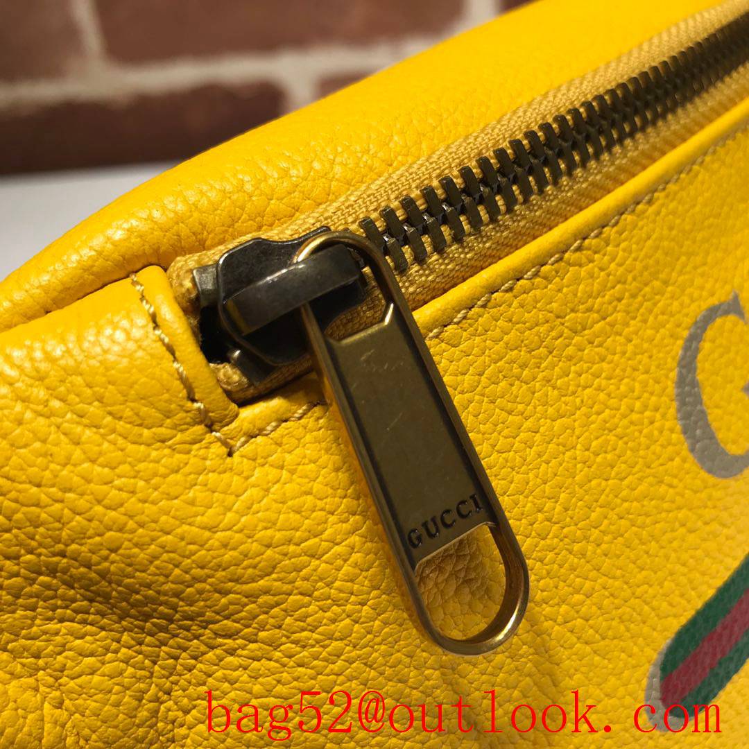 Gucci men yellow Calfskin small GG Logo Belt Bag Purse