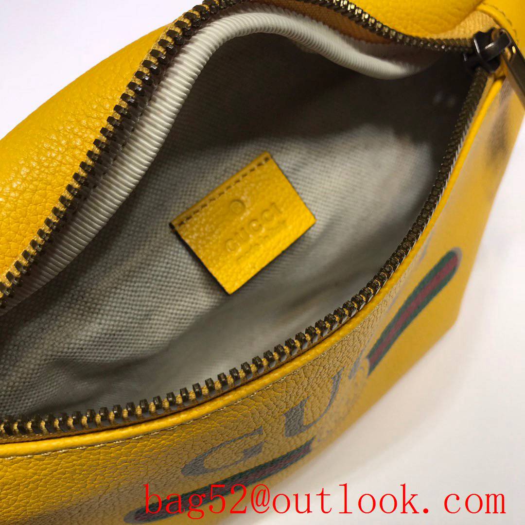 Gucci men yellow Calfskin small GG Logo Belt Bag Purse