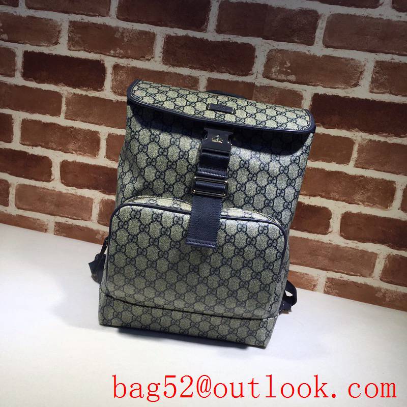 Gucci men small navy GG Supreme Canvas Backpack Bag