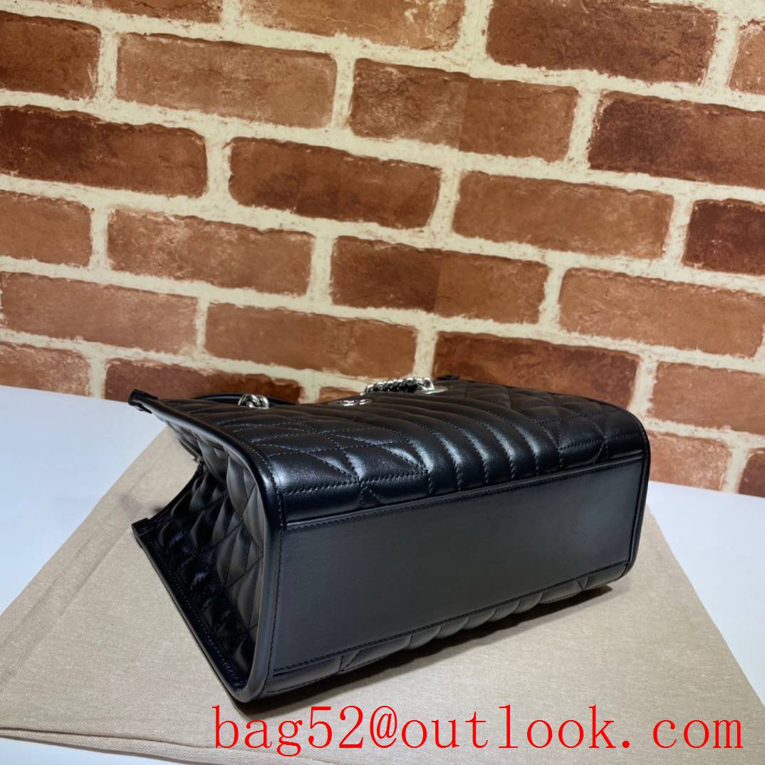 Gucci GG Marmont Black Leather small Tote Bag